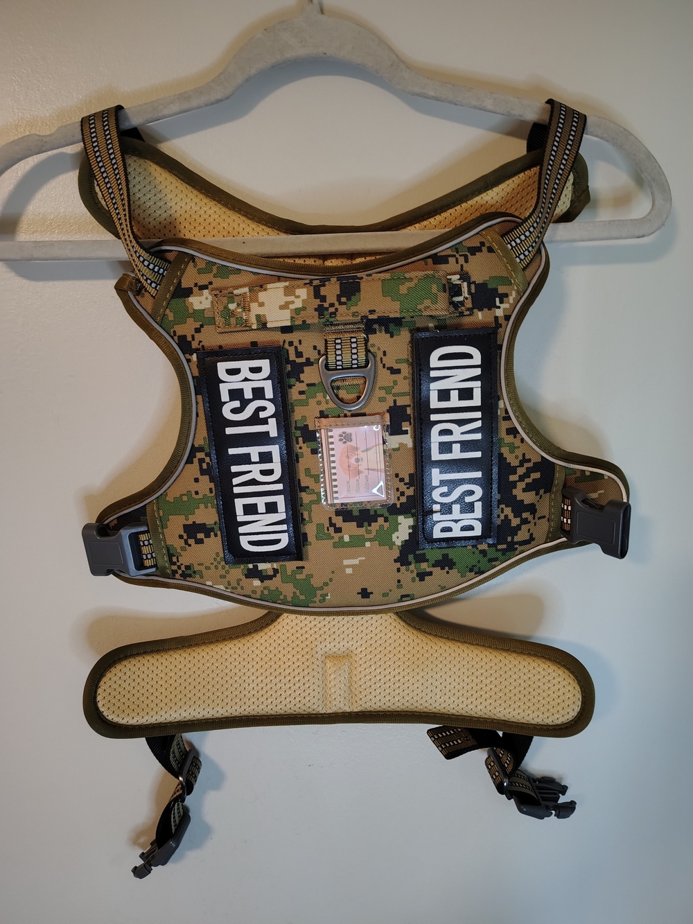 Tactical Camo Dog Training Harness Vest with ID Tag Holder & Morale Patches